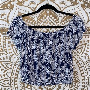 Tropical Hawaiian Off the shoulder crop top